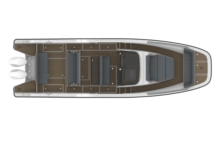 Sunfinder 38 - Bow Sunbed - Aft 3 Seat Unit